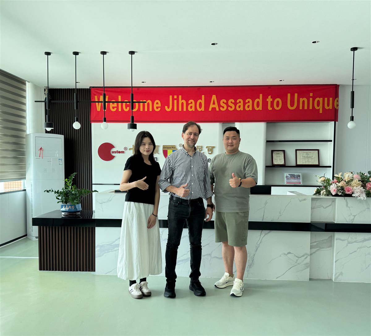 International customers visiting the Unique Pin showroom