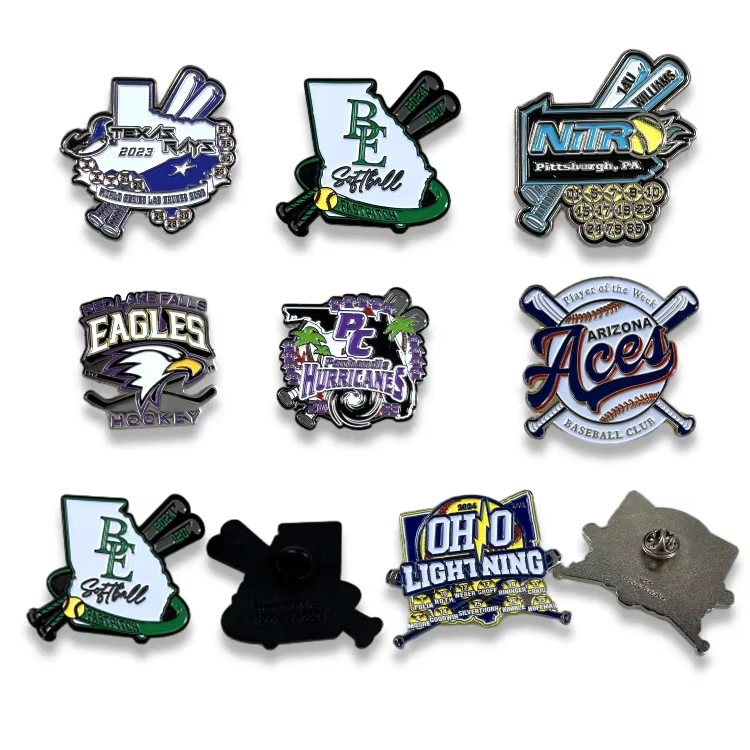 custom baseball enamel pin samples for small and bulk orders