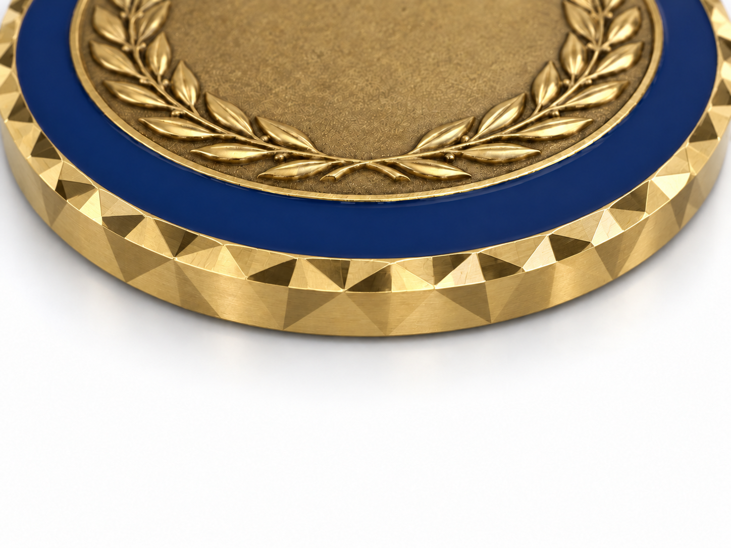 Challenge coin cross-cut edge close-up