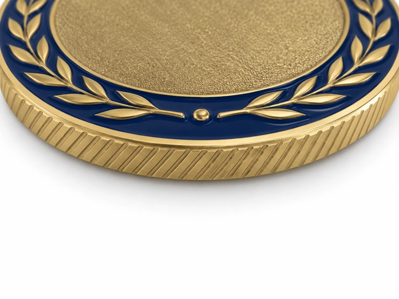 Challenge coin oblique edge close-up