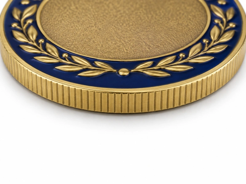Challenge coin reeded edge close-up