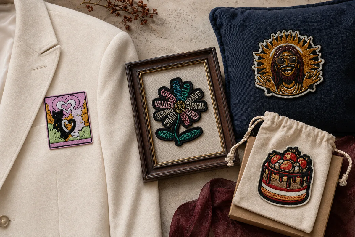 Custom patches used for weddings home decor and gift packaging