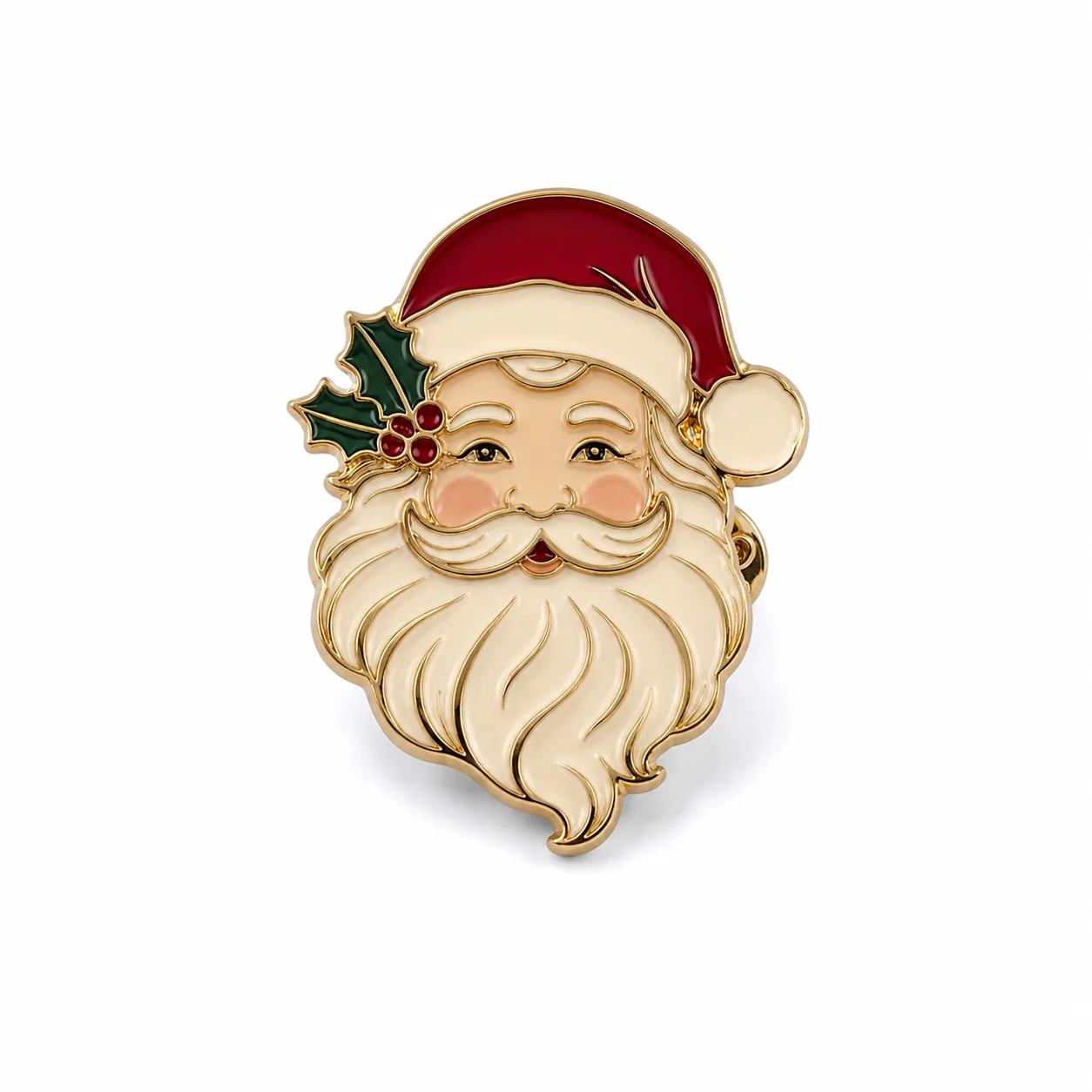 Custom Santa Claus metal lapel pin with gold finish