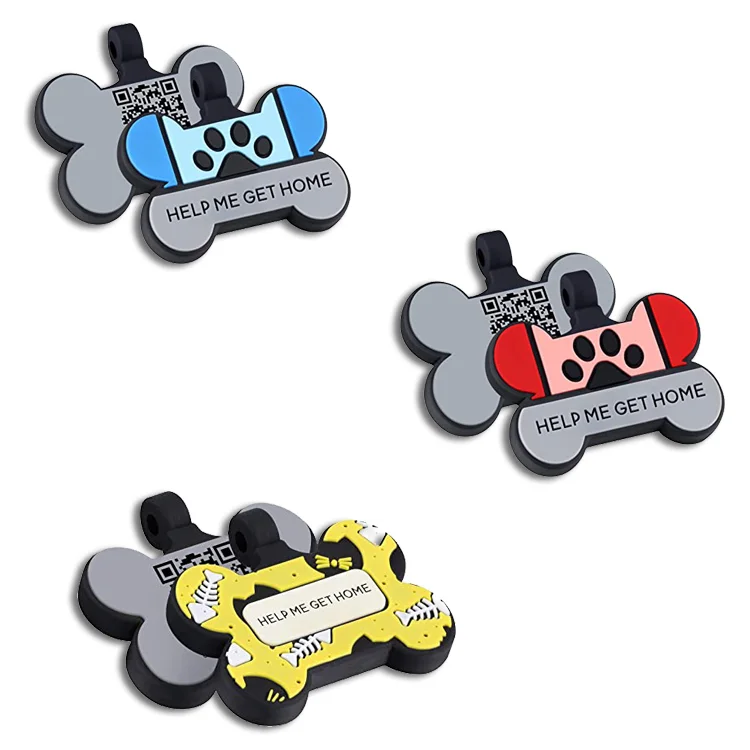 Custom silicone bone QR dog tag