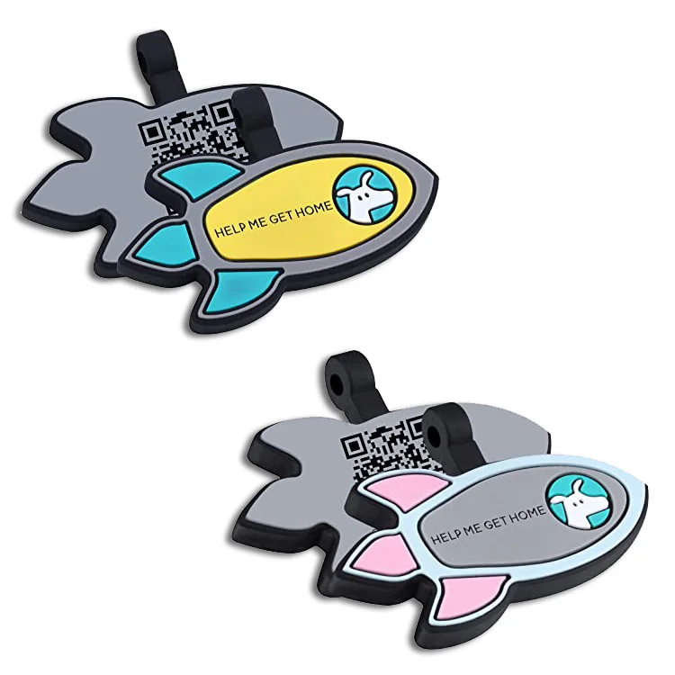 Custom silicone rocket QR dog tag