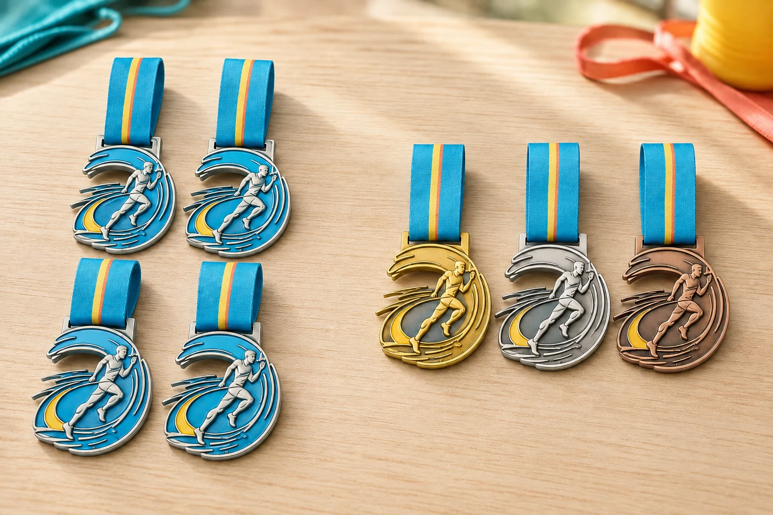 Comparison of race finisher medals and gold silver bronze placement medals