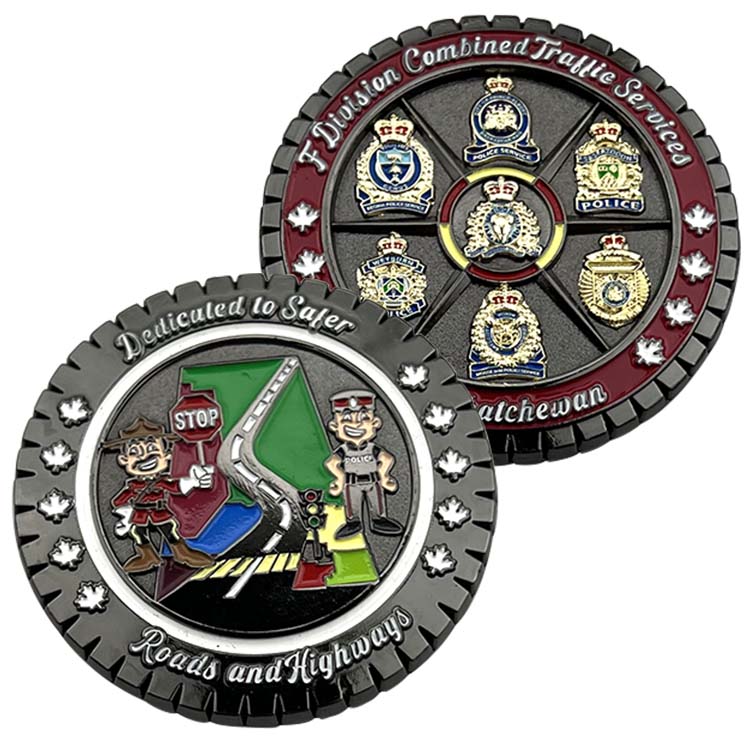 Custom challenge coins with police emblems