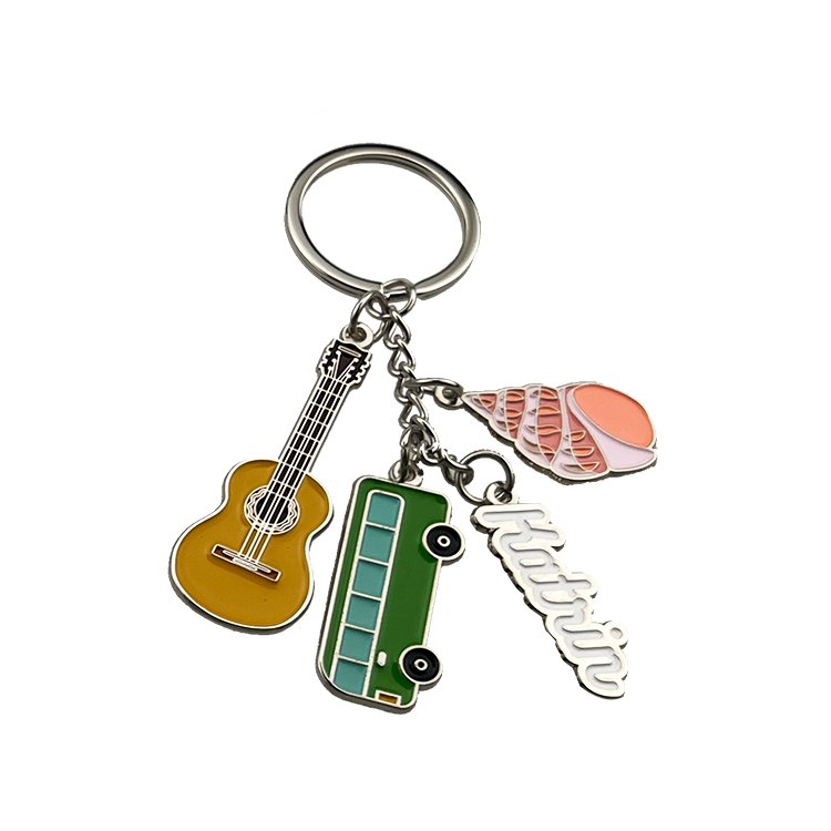 Custom metal keychain with enamel charms