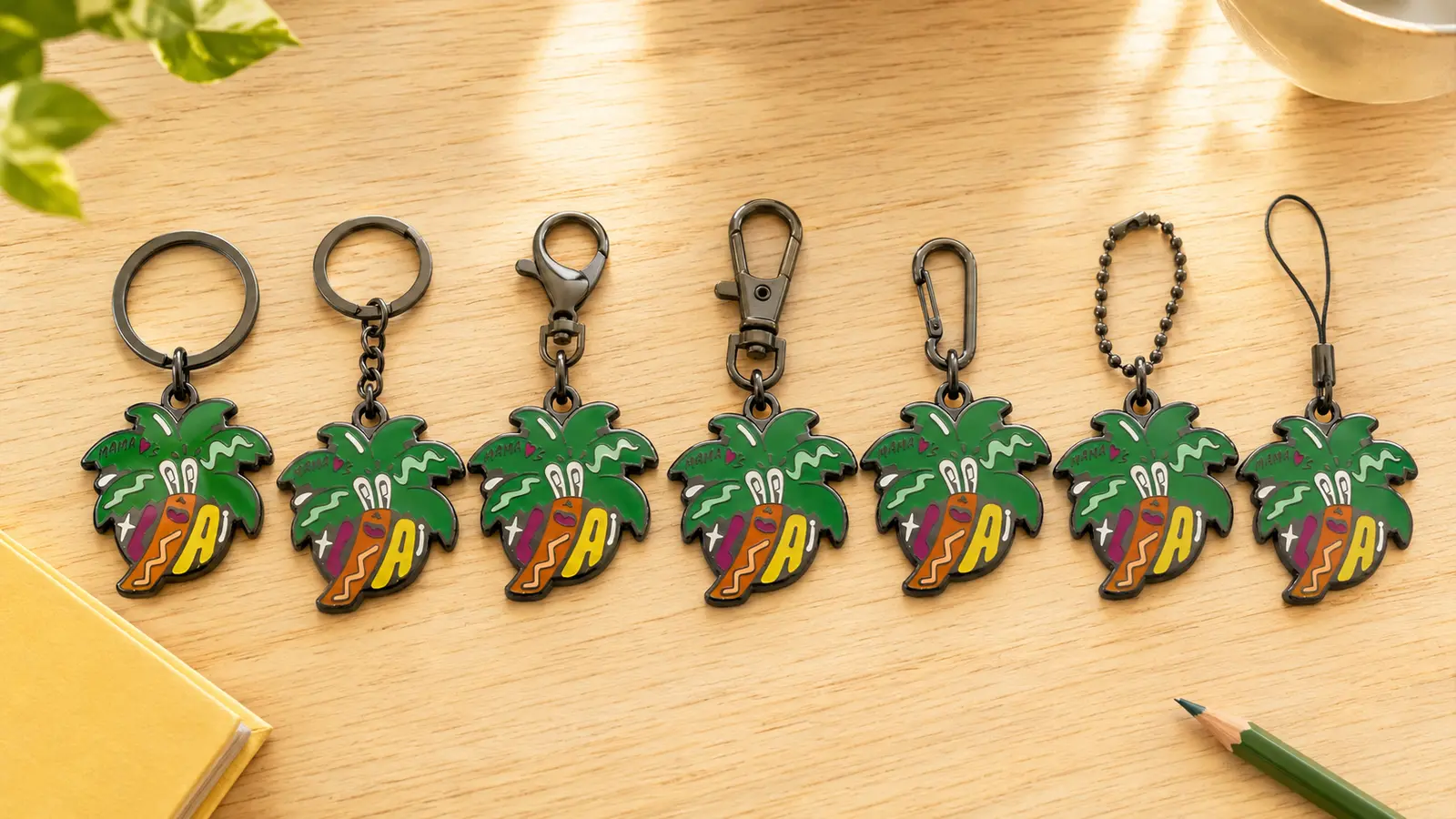 Keychain attachments including split rings clasps chains carabiners and loops