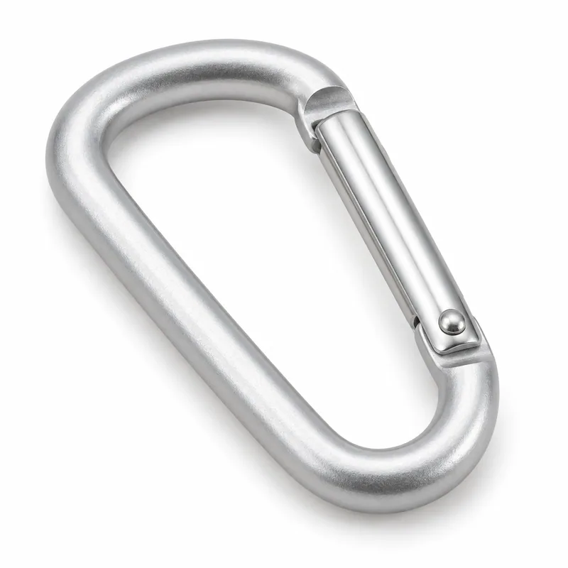 Silver carabiner-style clip with spring gate