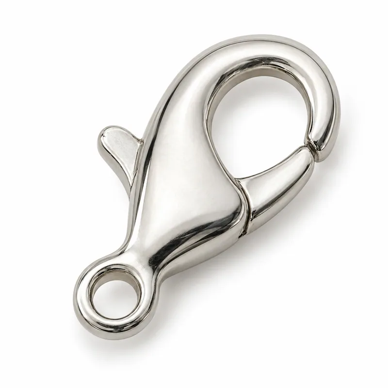 Silver lobster clasp with spring-loaded gate