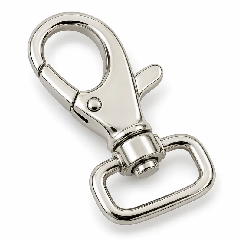 Silver snap hook with swivel base and rectangular loop
