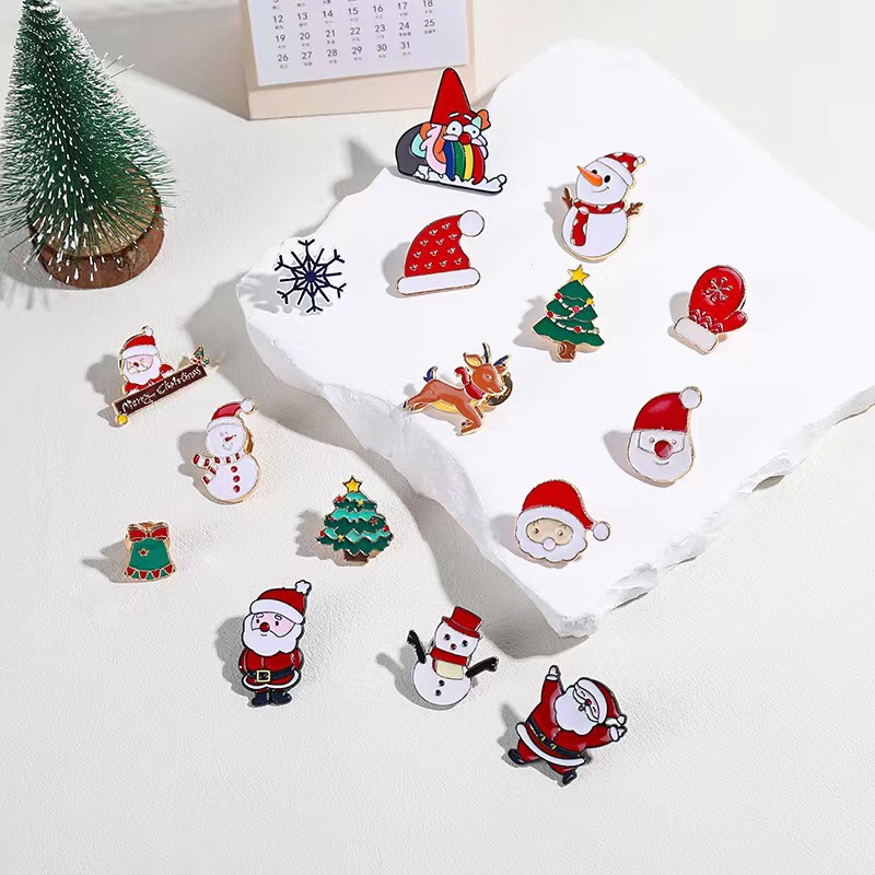 Christmas enamel pin set