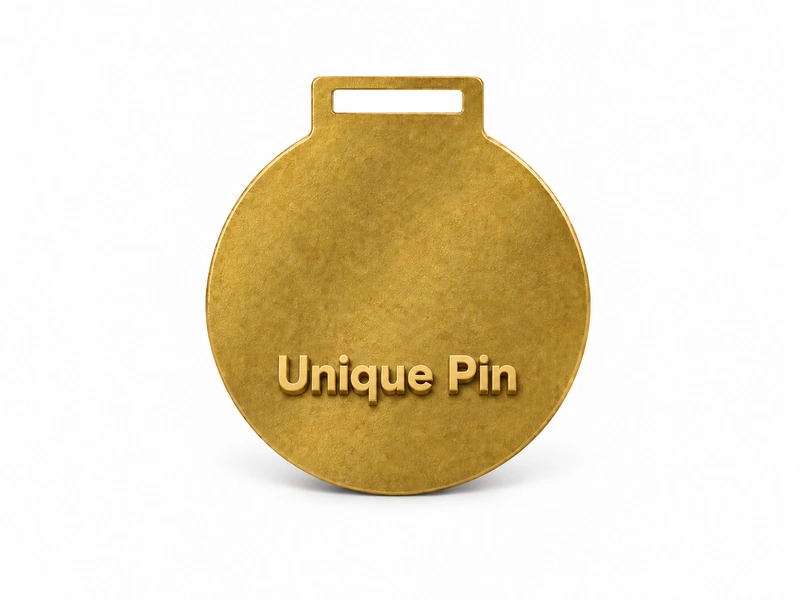 Gold medal backside with raised Unique Pin lettering