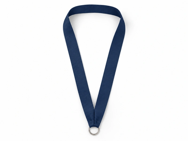 Solid navy medal ribbon with a metal attachment ring