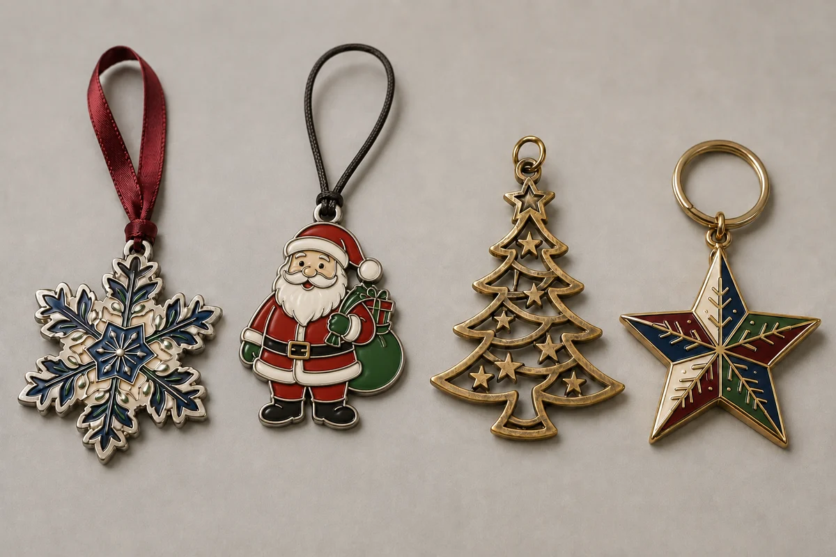 Metal Christmas ornament finishes relief styles and hanging options