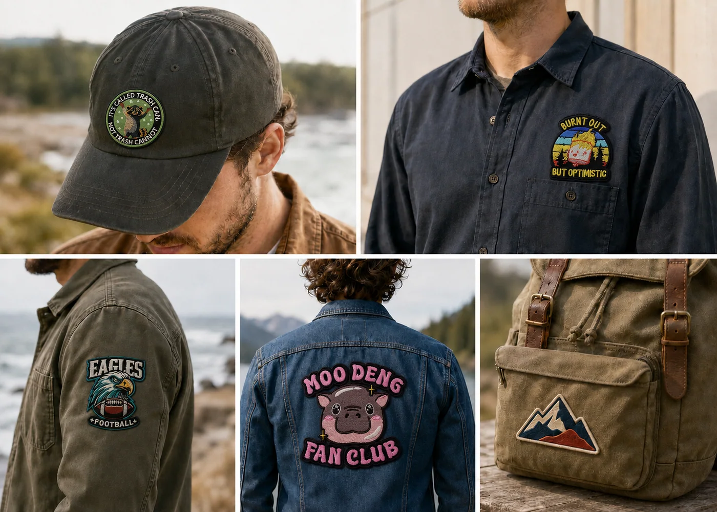 Patch shapes selected for hats shirts sleeves jackets and backpacks