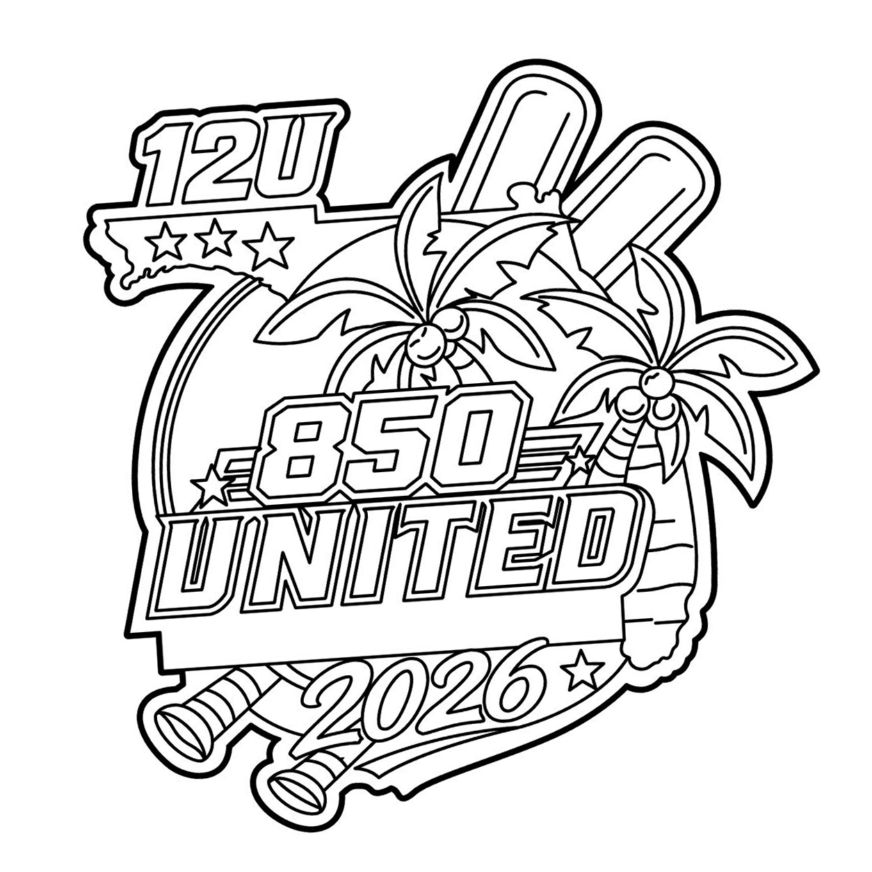 Line artwork for the 850 United baseball pin