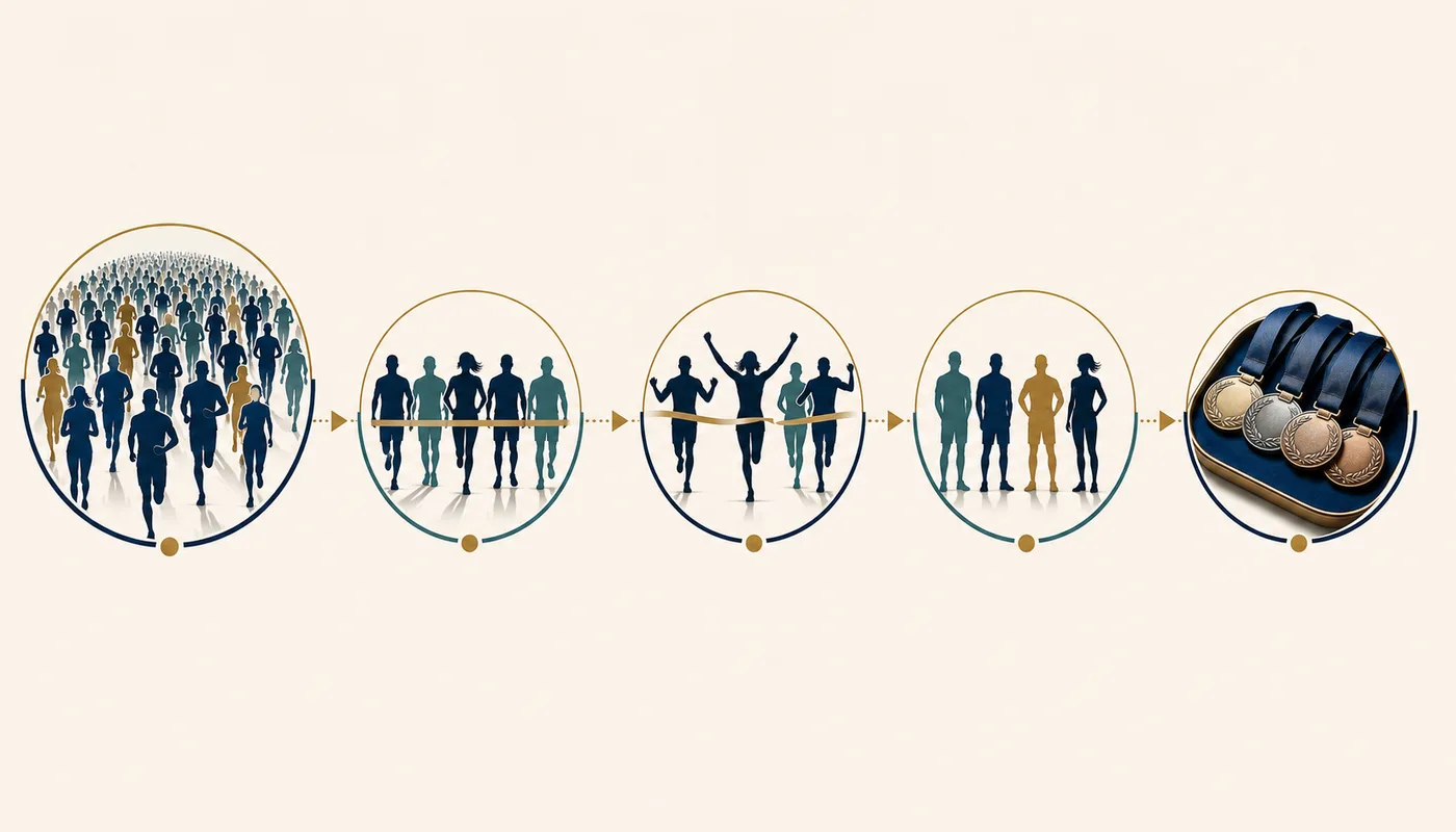 Registration starter finisher and medal eligibility planning funnel