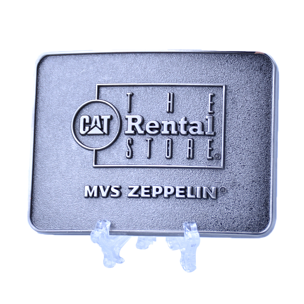 Antique silver rectangle logo belt buckle