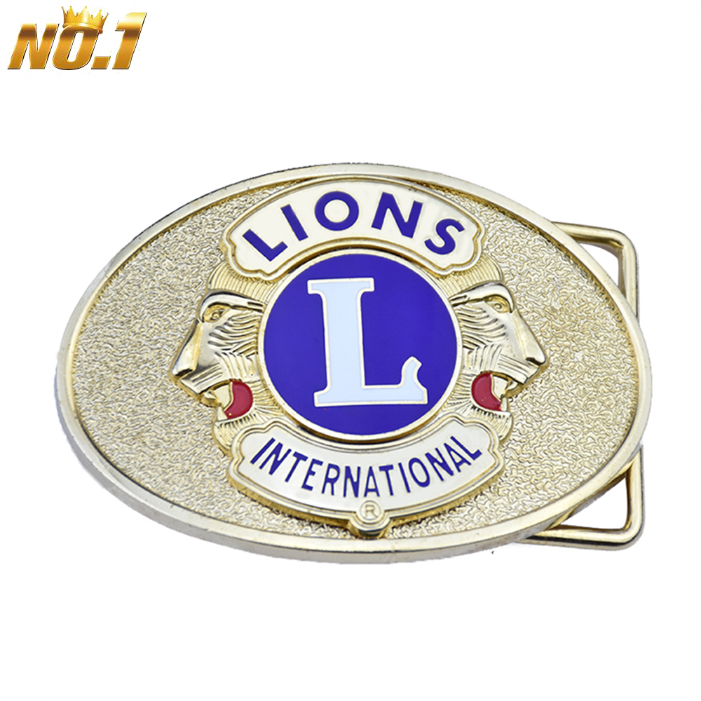 Oval club logo enamel belt buckle