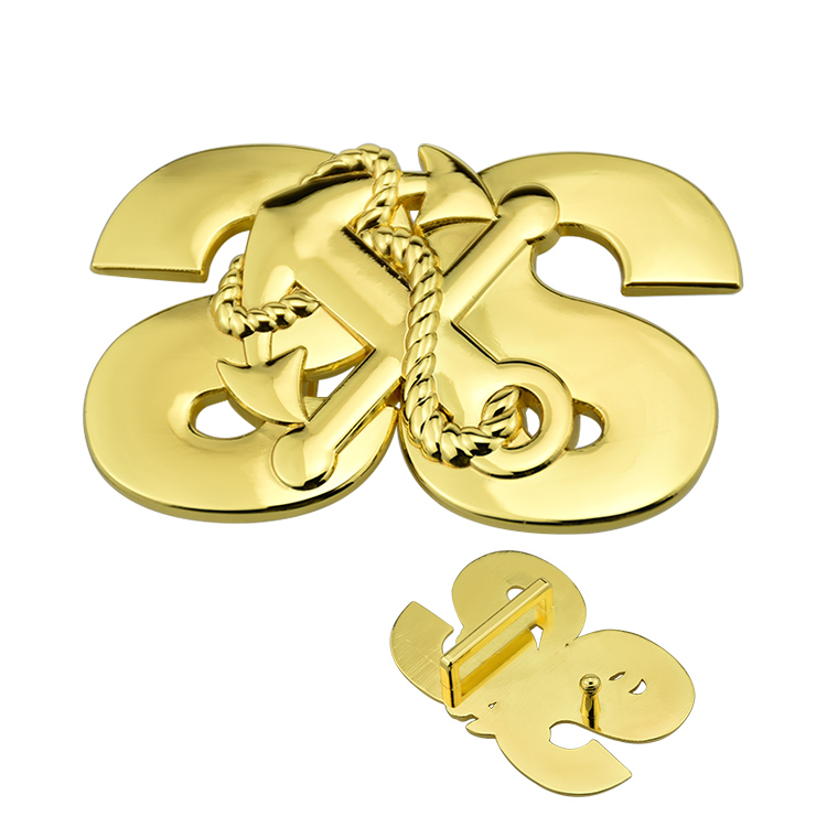 Gold anchor monogram belt buckle