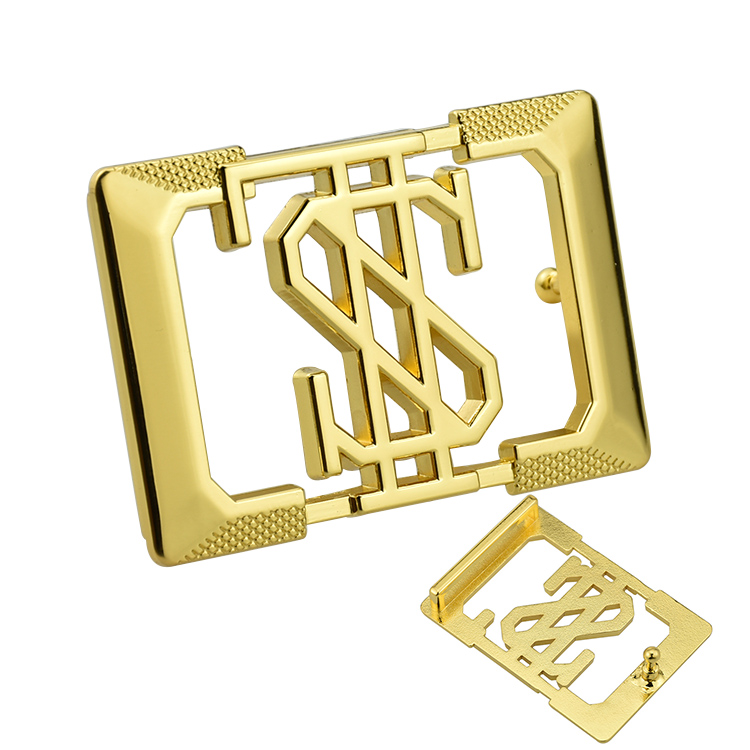 Gold monogram frame belt buckle