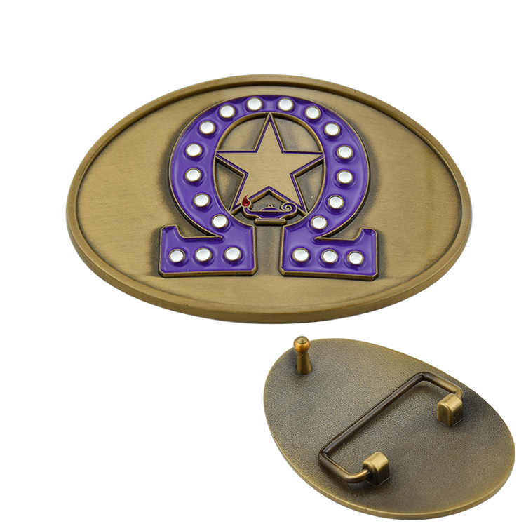 Purple horseshoe oval belt buckle