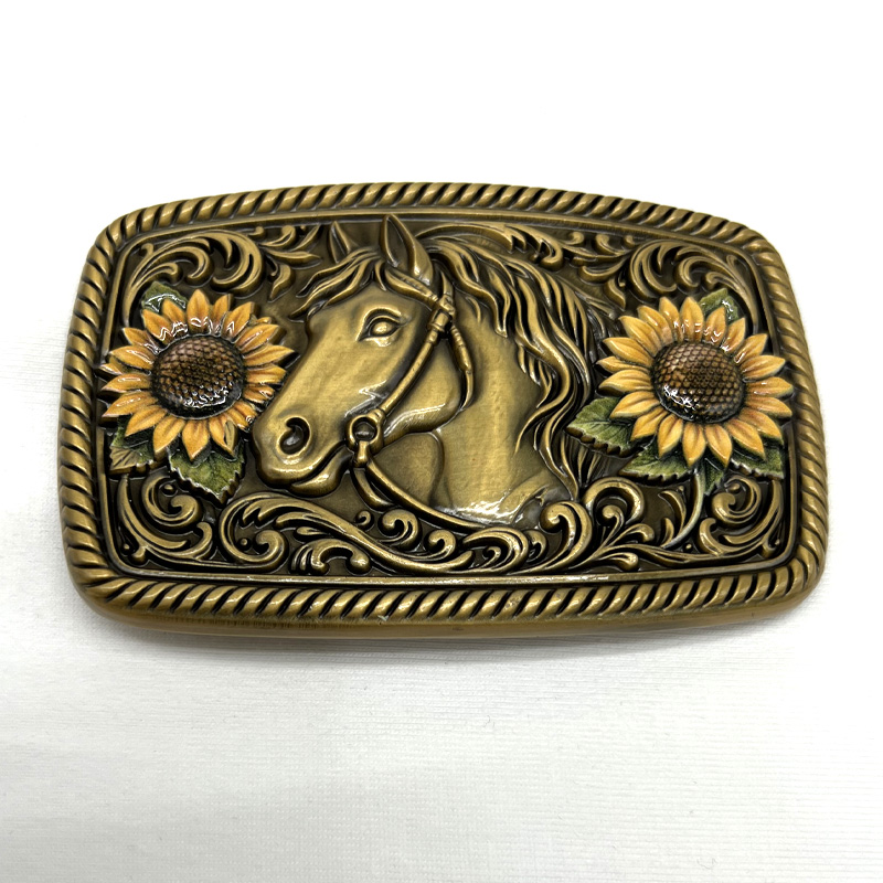 Sunflower horse western belt buckle