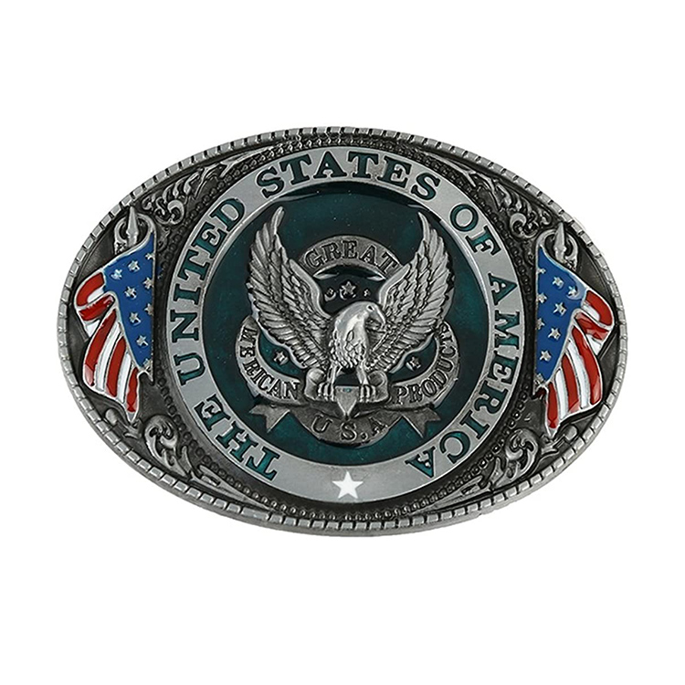United States eagle flag belt buckle