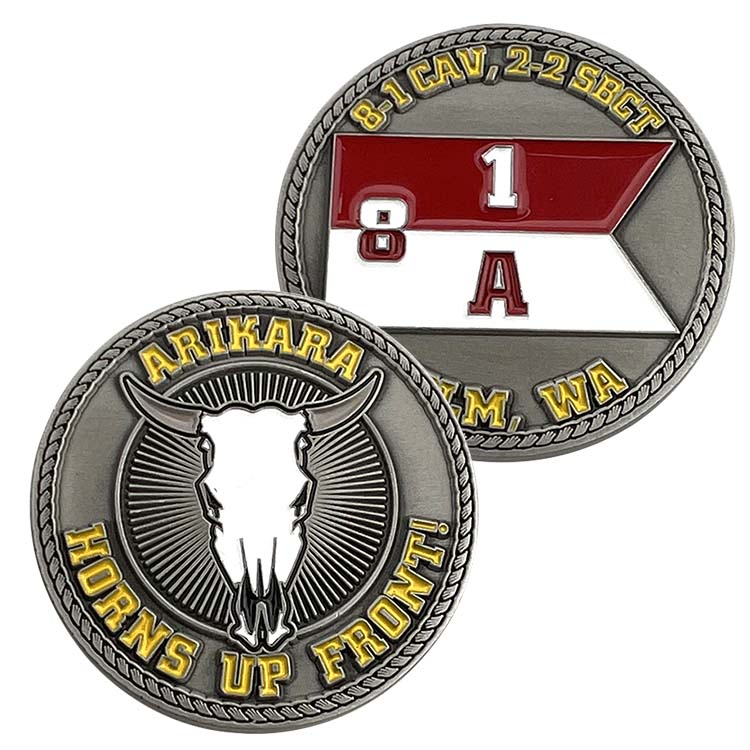 Arikara Horns Up Front double sided challenge coin
