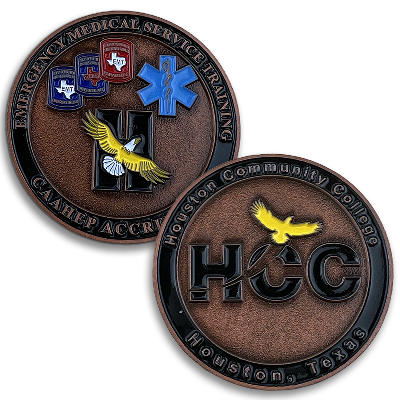 Houston Community College EMT double sided challenge coin