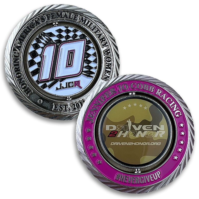 Jennifer Jo Cobb Racing double sided challenge coin