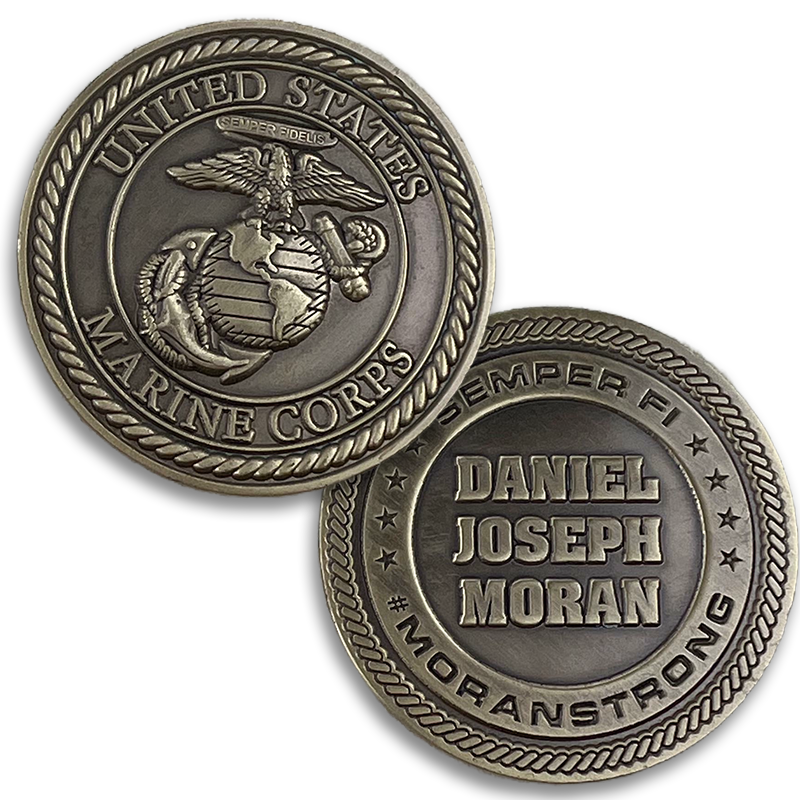 Marine Corps Daniel Joseph Moran double sided challenge coin