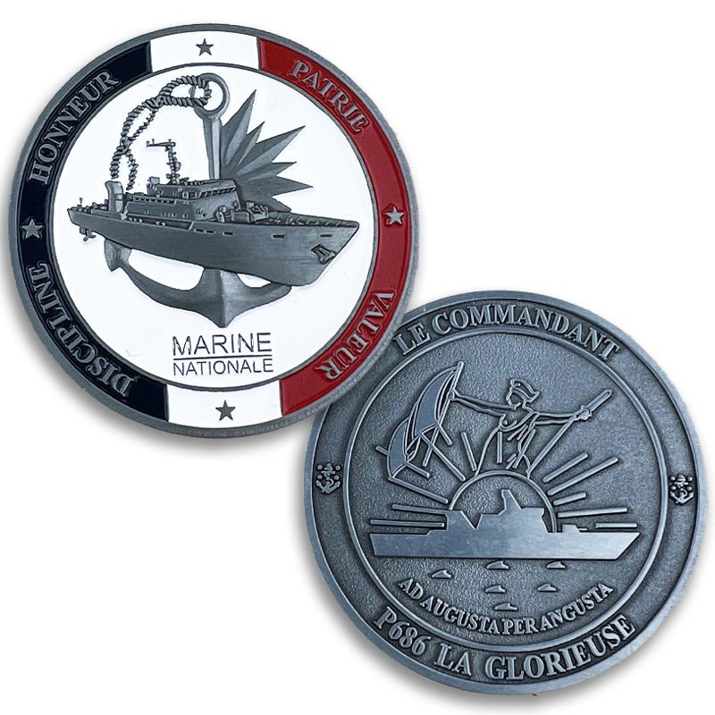 Marine Nationale Commandant double sided challenge coin