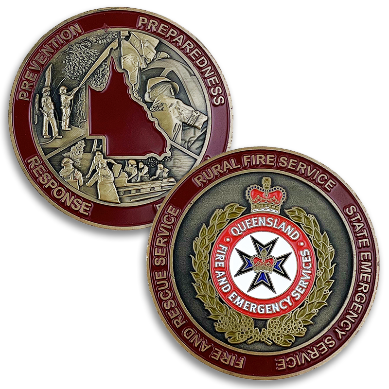 Queensland Fire Emergency Service double sided challenge coin