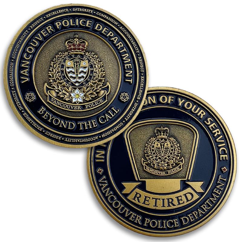Vancouver Police Retired double sided challenge coin