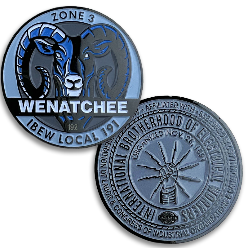 Wenatchee IBEW Local 191 double sided challenge coin