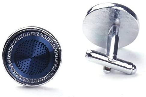 Blue carbon fiber metal cufflinks