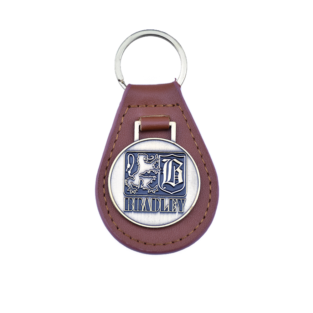 Bradley leather emblem keychain