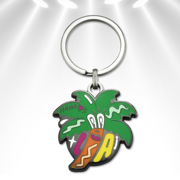 Palm island enamel keychain