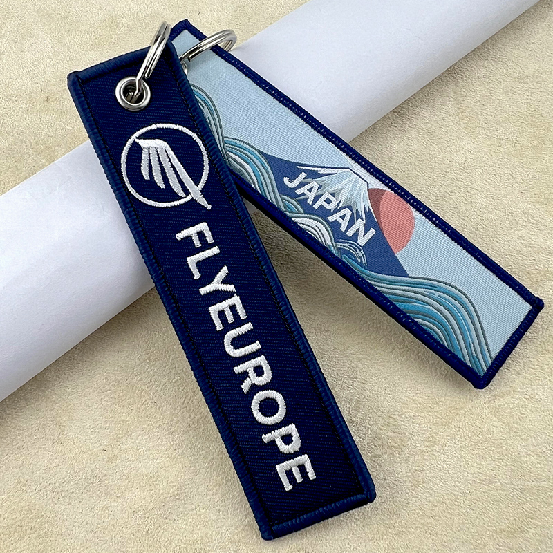 Japan travel woven label keychain set