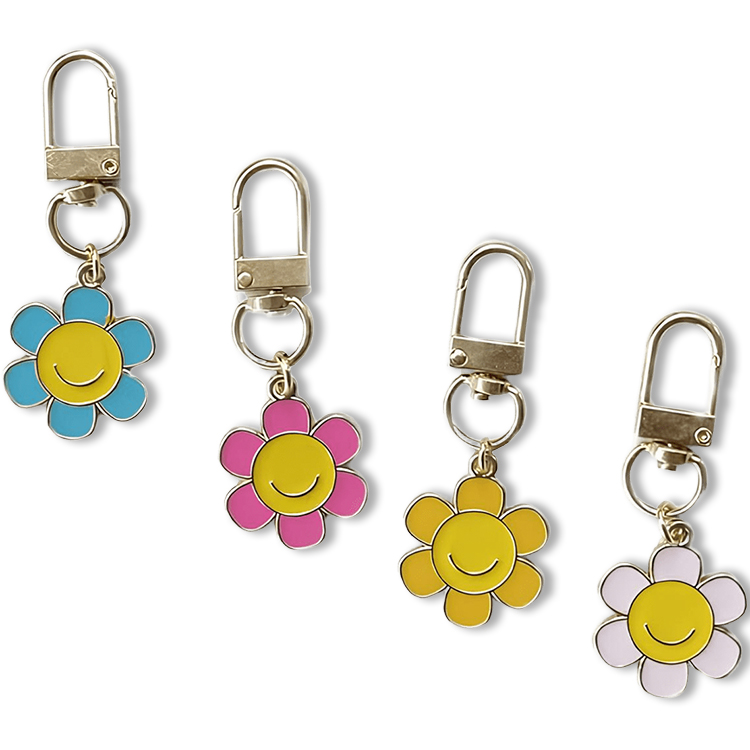 Colorful flower metal keychains