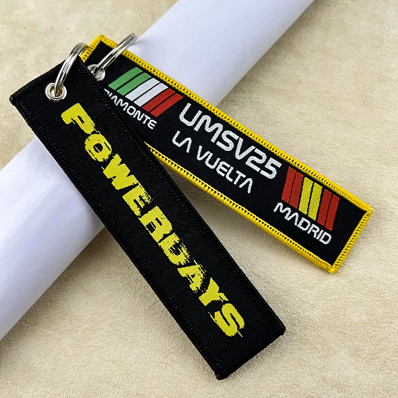Powerdays woven label keychain set