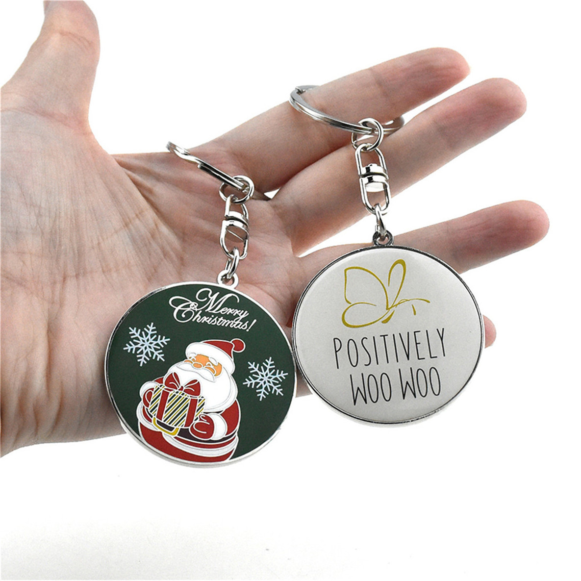 Round Christmas logo keychain set