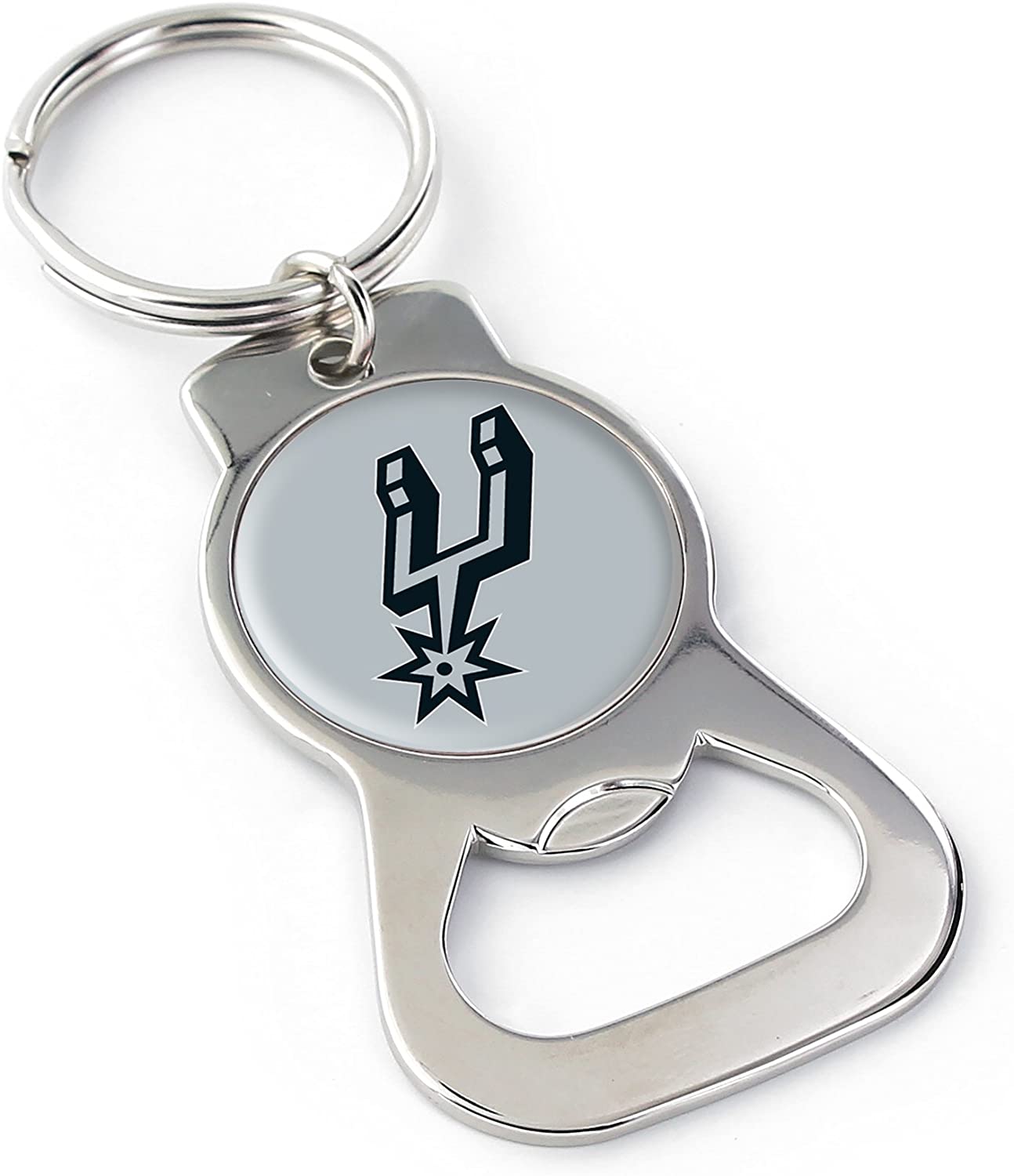 Silver logo bottle opener keychain