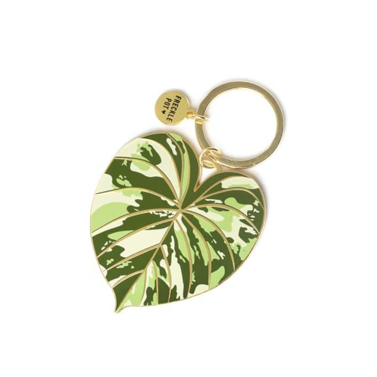 Variegated leaf enamel keychain