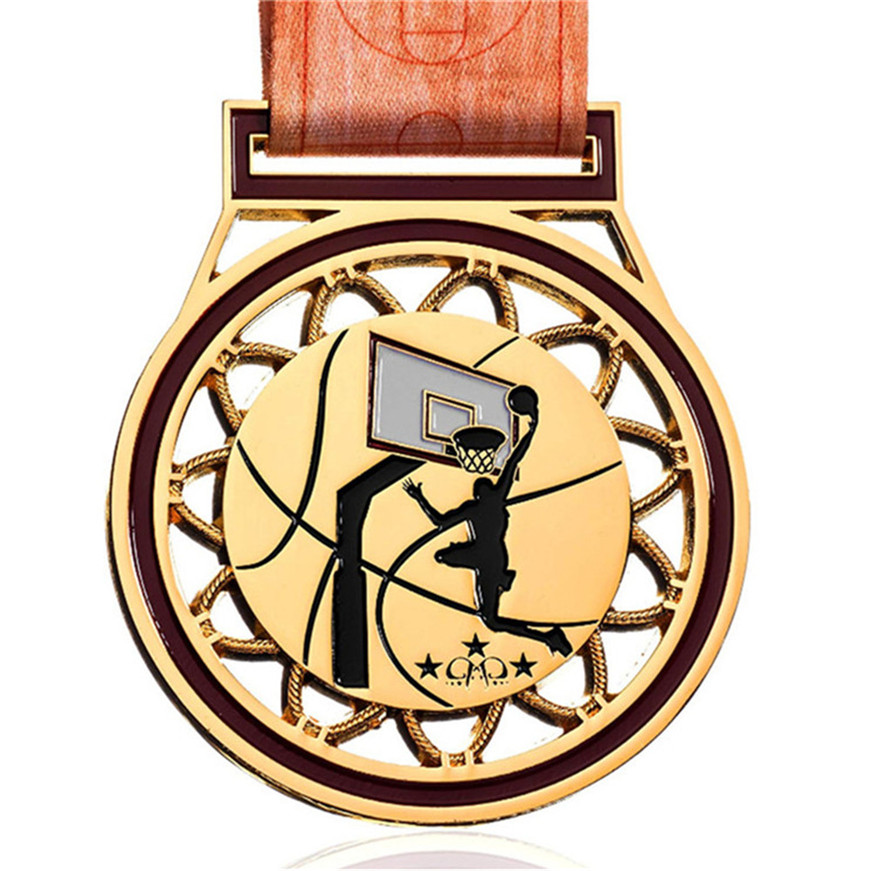 Basketball rope design ribbon medal