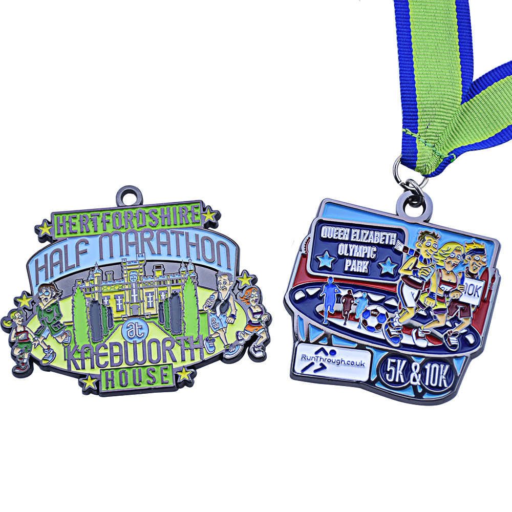 Half marathon ribbon medal set