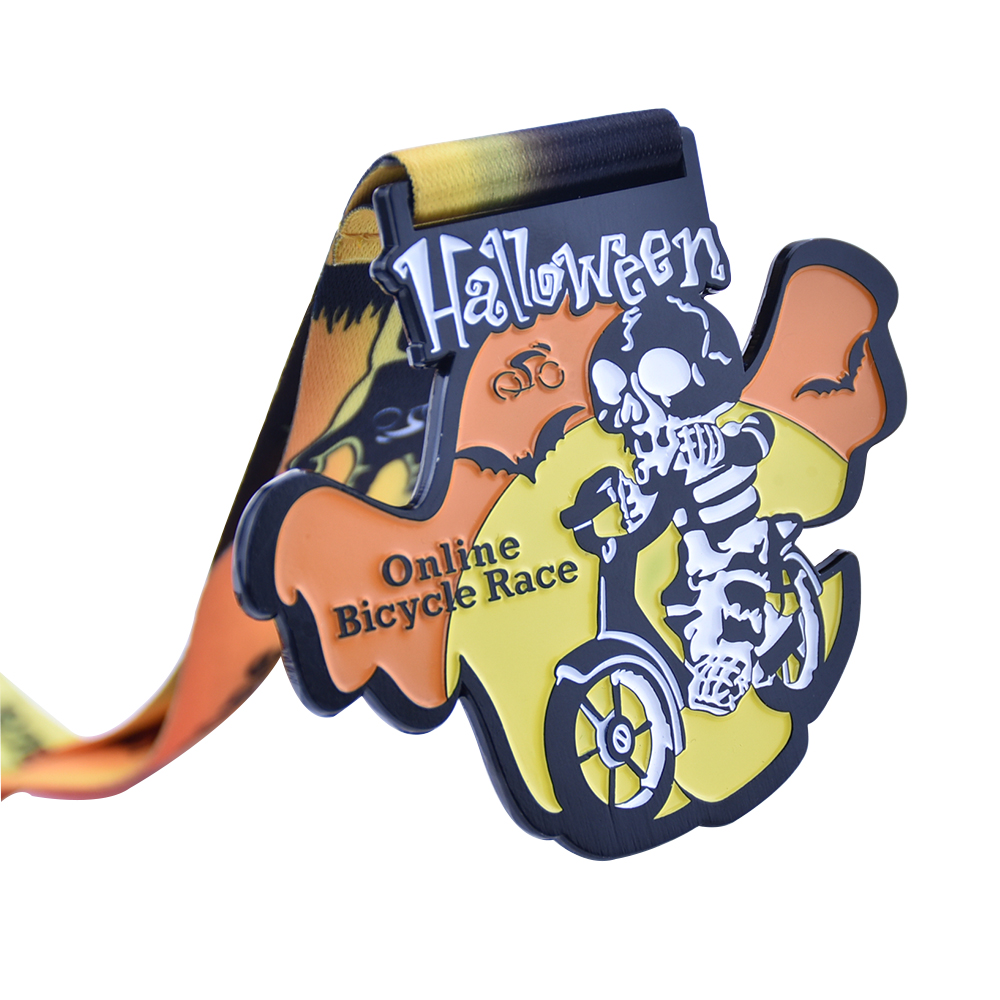 Halloween bicycle race ribbon medal